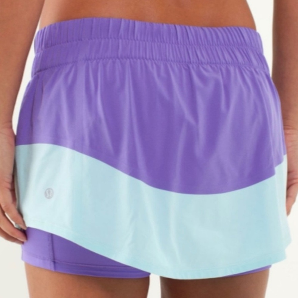 Lululemon Run: Breeze By Skirt in Power Purple/Aquamarine Blue Skort Size 8